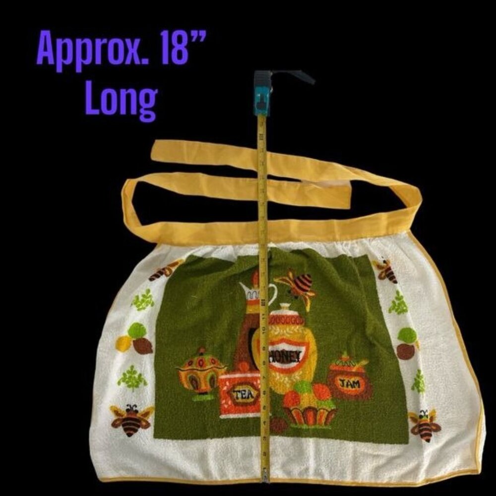 Vintage 1970's Honey Tea Jam Towel Hostess Apron Retro Design - Picture 6 of 7